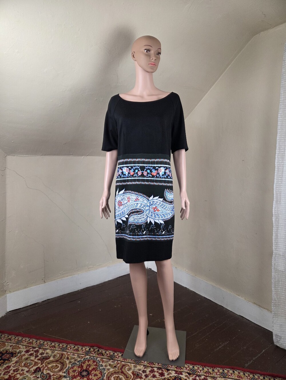 Roberto Cavalli Class Paisley Print Sheath Dress Black Estimated US M EU 40